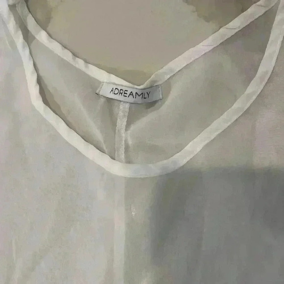 Adreamly Women’s Beach Swim Cover Up White Kafton White Pom Pom Trim Small - Picture 3 of 5